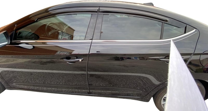 Optimal Co 2017-2020 Tape-on Rain Guards for Hyundai Elantra Side Window Deflector Visors SE SEL Value ECO Limited Sport Durable Tinted Vent Shade 2018 2019 - Image 2